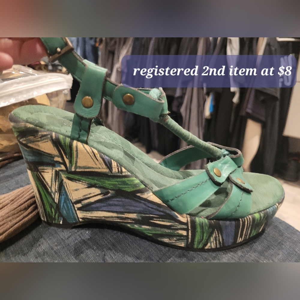 Nine West Teal and Patterned Wedges